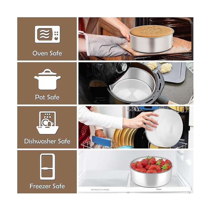 6 Inch Small Cake Tin Set 2pcs, Deep Round Baking Pan, Roasting Layer Cake Tin for Christams Birthda