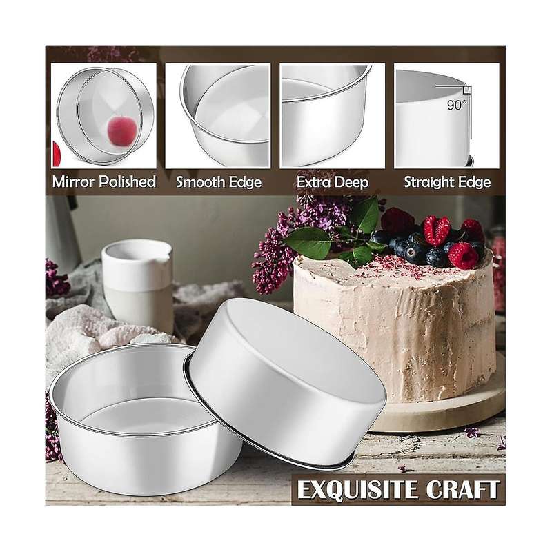6 Inch Small Cake Tin Set 2pcs, Deep Round Baking Pan, Roasting Layer Cake Tin for Christams Birthda