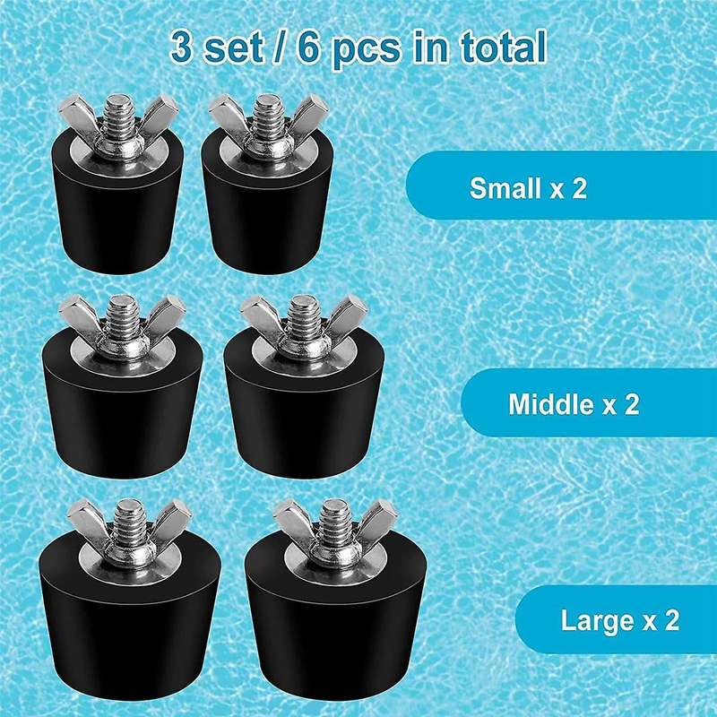 6 Pack 3 Size Pool Winterizing Plug for Swimming Pool Holes,expansion Plugs for Above Ground Pool S