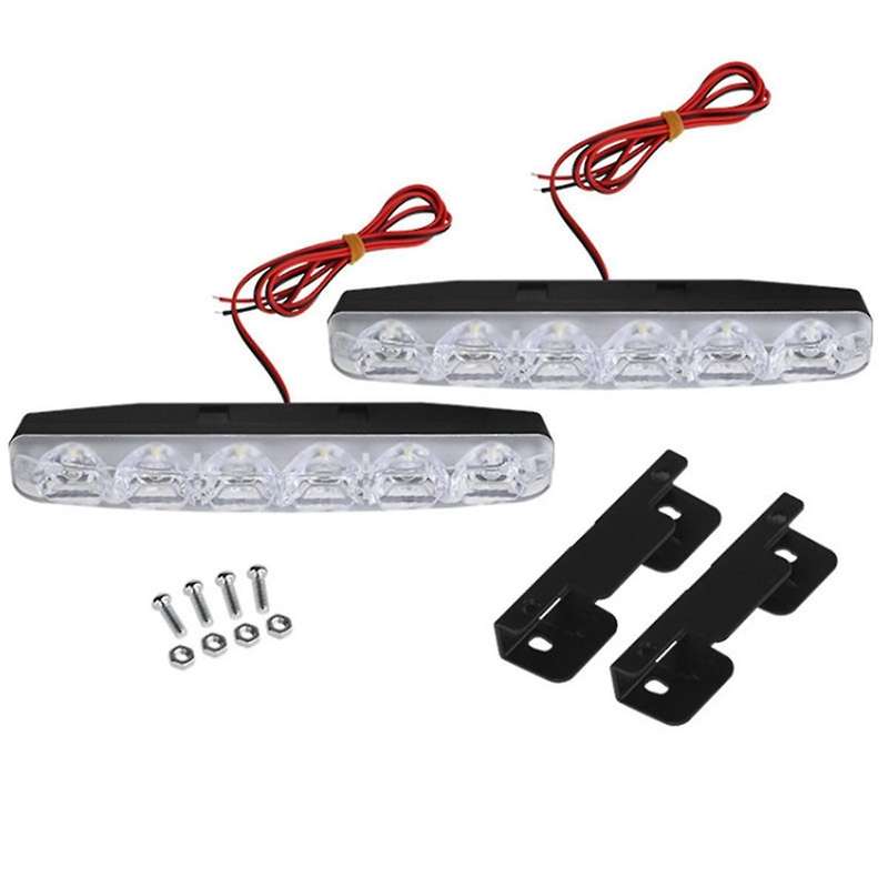 6 LED Super Bright Daytime Running Lights Car Center Grille Decorative Lights for General Car Light