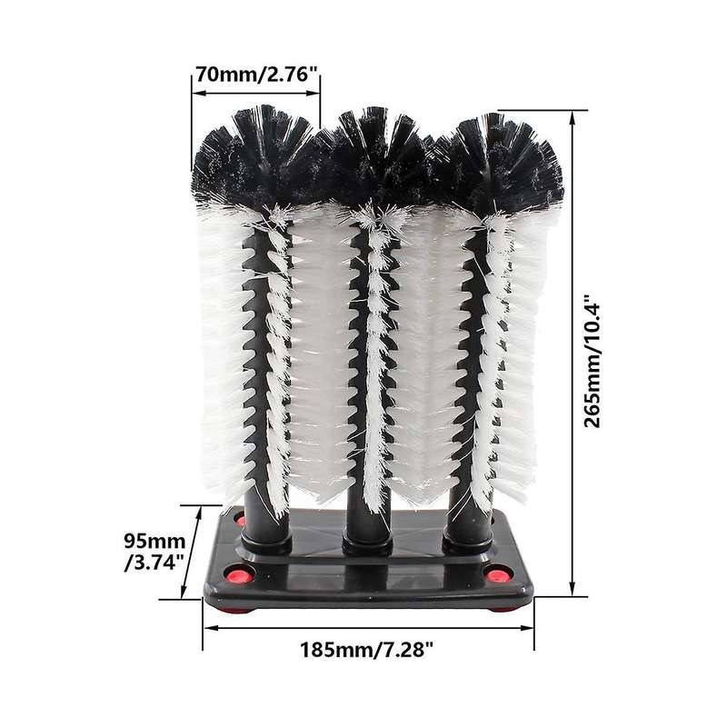 6 Long Brush Bar Glass Washer with Suction Base, Commercial Brush Cleaner Bristle Brush for Kitchen
