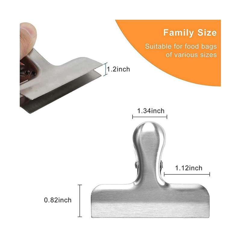 6 Pack Bag Clips,chip Clips Bag Clips Food Clips,stainless Steel Chip Clip, Tight Seal Kitchen Clip