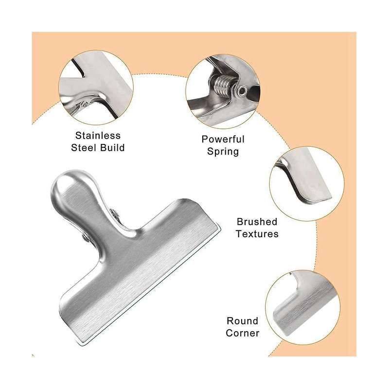 6 Pack Bag Clips,chip Clips Bag Clips Food Clips,stainless Steel Chip Clip, Tight Seal Kitchen Clip