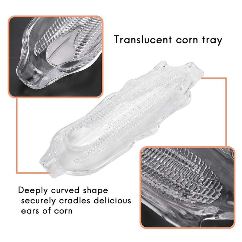 6 Pack Corn Trays + 12 Pcs Corn Cob Holders Plastic Corn Dishes Service Tray Transparent Cob Dinner
