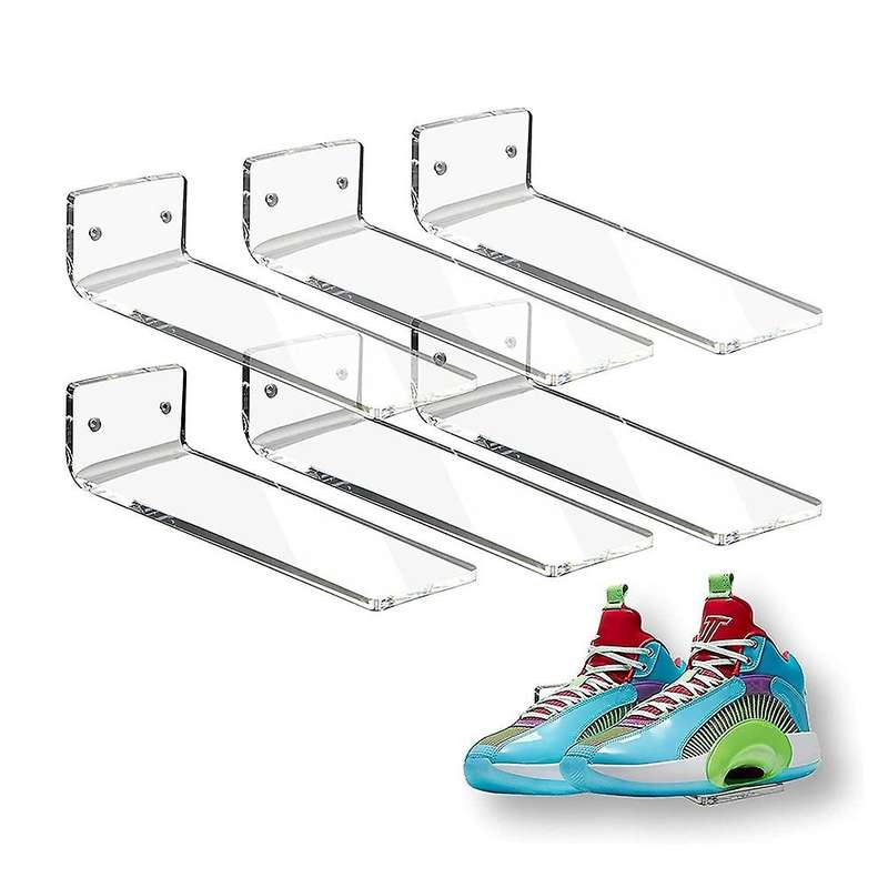 6 Pack Acrylic Floating Sneaker Shelves Clear Shoe Display Stand for Display Collectible Shoe&Sneak
