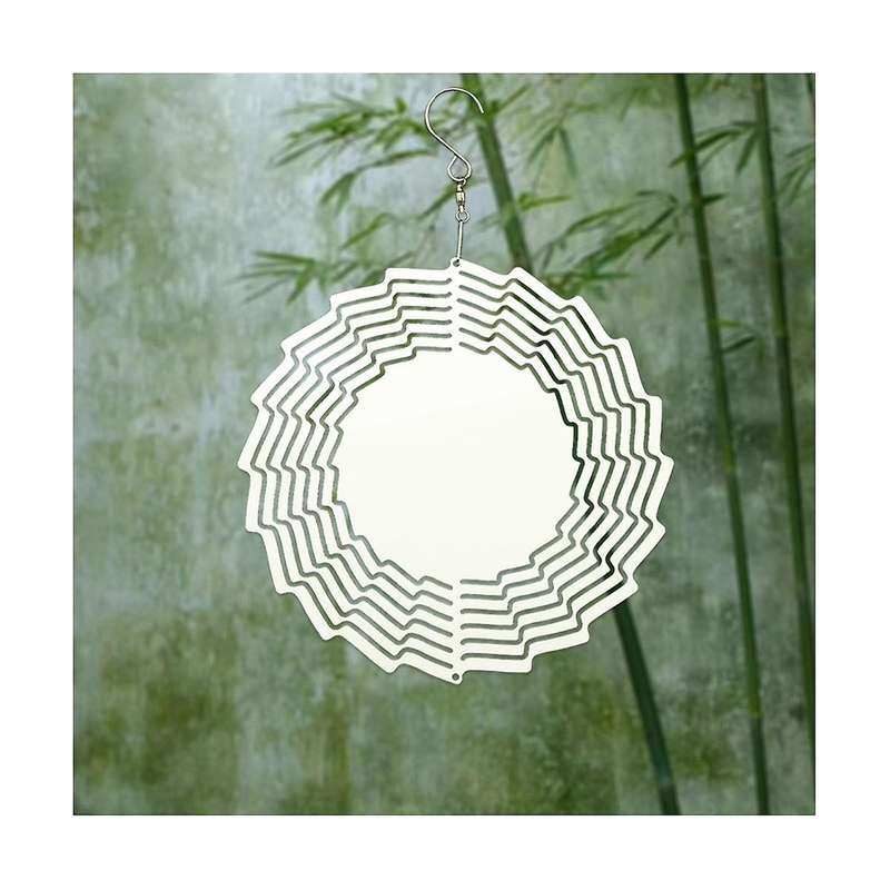 6 Pack 8 Inch Aluminum 3d Sublimation Wind Spinner Double Sided Circle Sublimation Garden Wind Spin