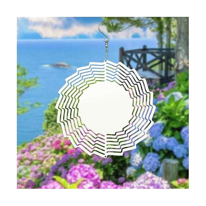 6 Pack 8 Inch Aluminum 3d Sublimation Wind Spinner Double Sided Circle Sublimation Garden Wind Spin