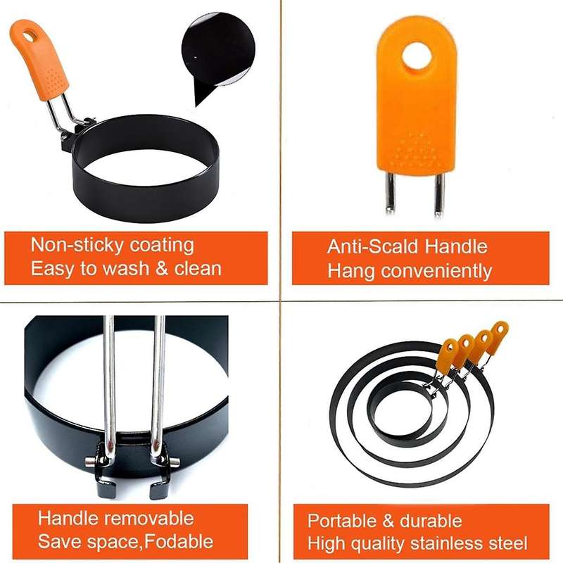 6 Pack Egg Rings for Frying Egg,non-stick Stainless Steel Egg Rings for Egg Muffin Shaper with Oil B