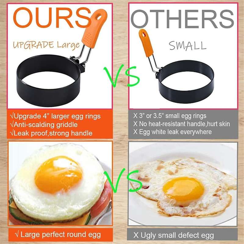 6 Pack Egg Rings for Frying Egg,non-stick Stainless Steel Egg Rings for Egg Muffin Shaper with Oil B