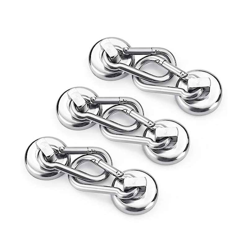 6 Pack Magnetic Hooks,heavy Duty Neodymium Magnetic Hooks with Swivel Carabiner Hook,silver