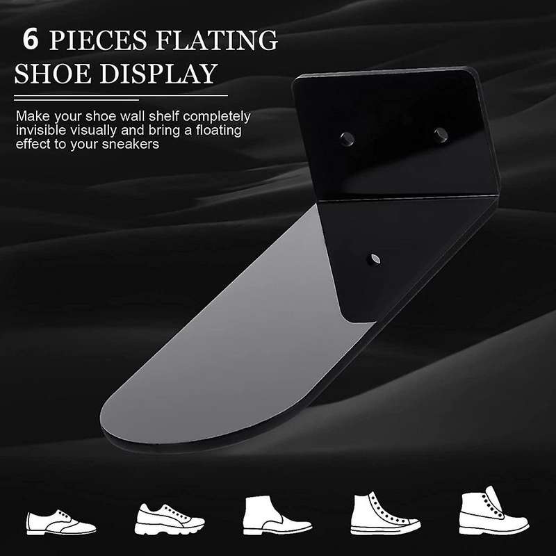 6 Pack Floating Shoe Shelves,black Acrylic Wall Mounted Shoe Display Shelves,for Display Collectible