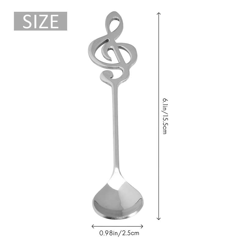 6 Pack Cute Teaspoons Stainless Steel Musical Notation Coffee Spoons Dessert Cake Ice Cream Sugar S