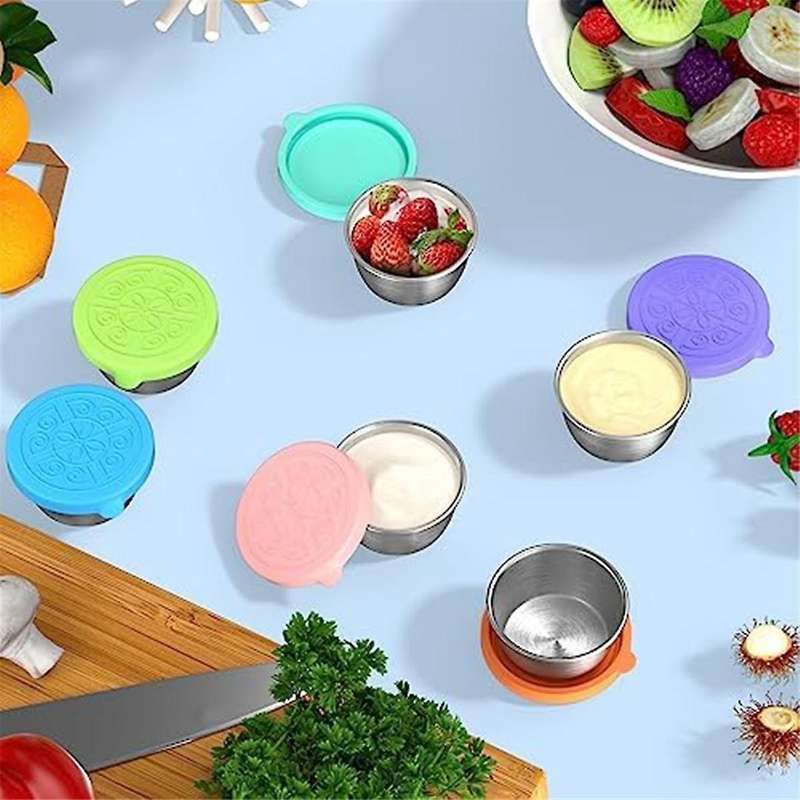 6 Pack Salad Dressing Container to Go, 40Ml Reusable Small Condiment Containers with Lids, Leakproof