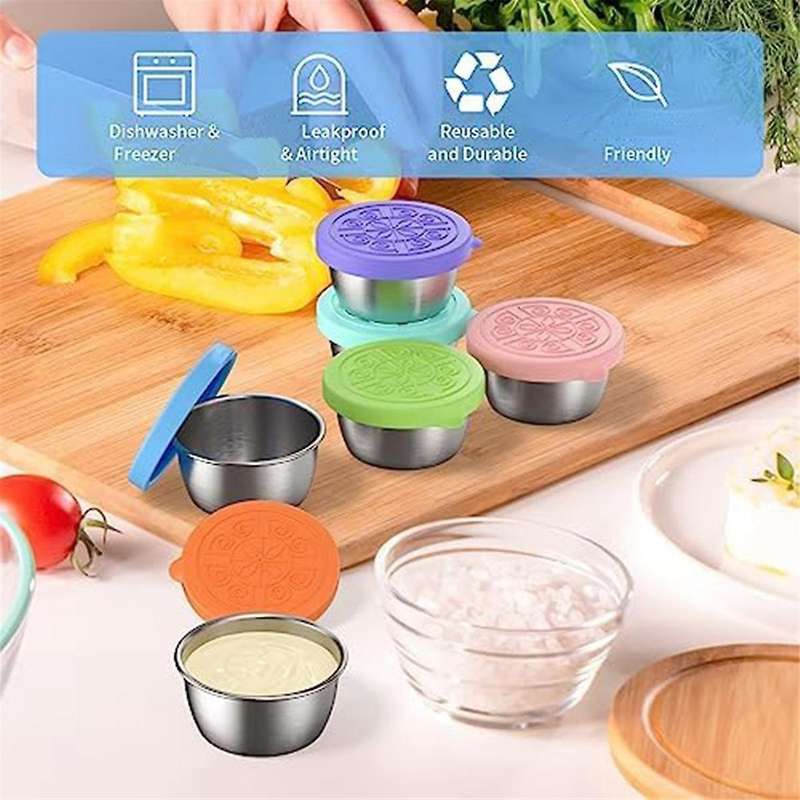 6 Pack Salad Dressing Container to Go, 40Ml Reusable Small Condiment Containers with Lids, Leakproof