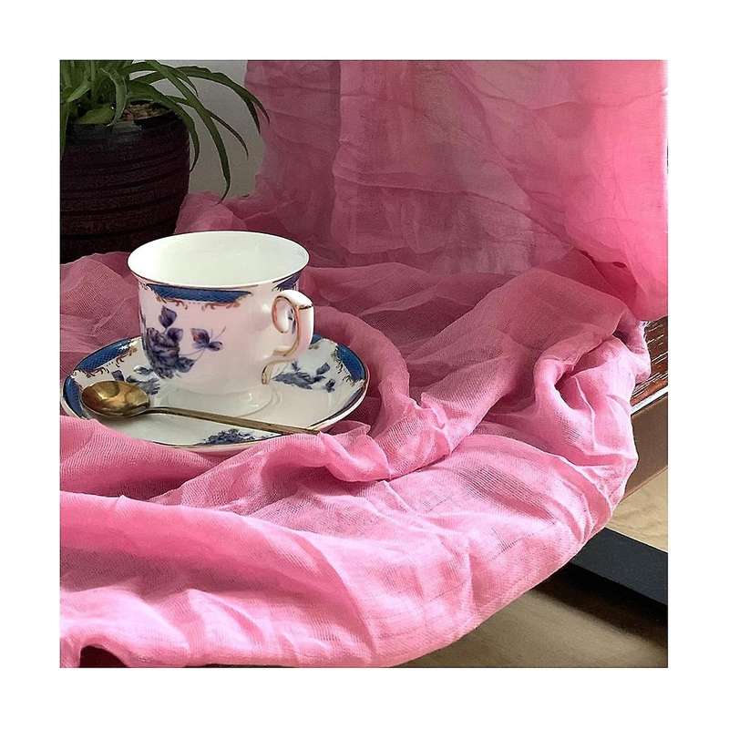 6 Pack Pink Cheesecloth Table Runner 35x120in Boho Gauze Table Runner for Wedding Bridal Baby Shower