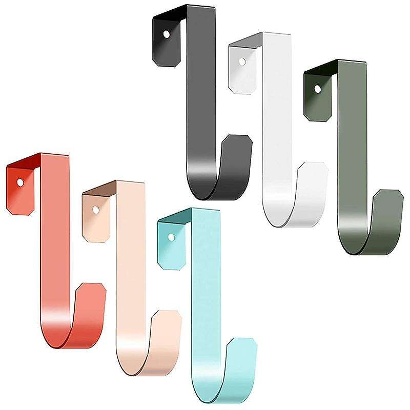 6 Pack Over The Door Hooks, Metal Single Door Hanger for Hanging Coats Robes Hats Towels Sturdy Doo