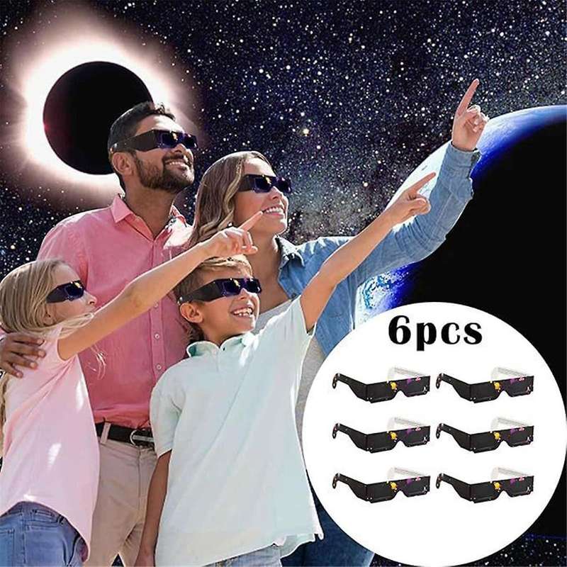 6 Pack Paper Solar Eclipse Glasses Eclipse Shade for Direct Sun Viewing Safe Shades for Direct Sun V