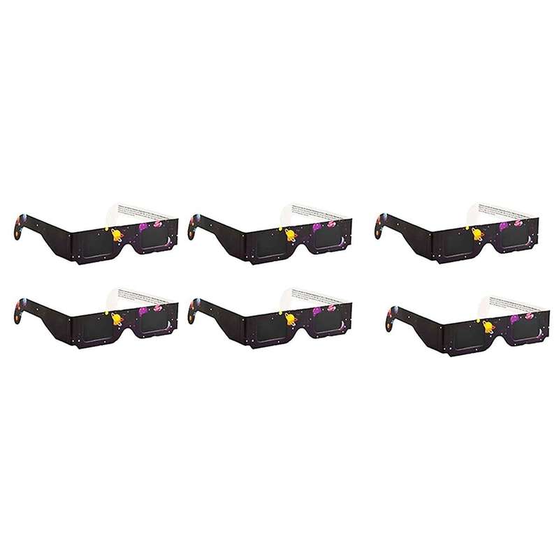 6 Pack Paper Solar Eclipse Glasses Eclipse Shade for Direct Sun Viewing Safe Shades for Direct Sun V