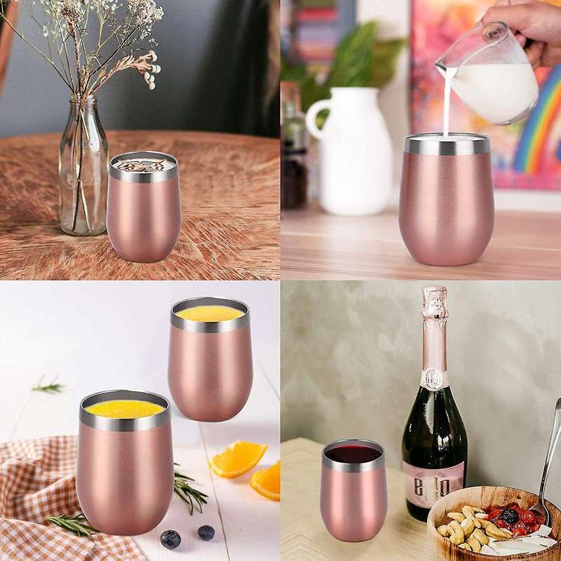 6 Pack Stainless Steel Wine Tumbler Wine Glass, 12Oz Double Wall Vacuum Insulated Wine Tumbler with