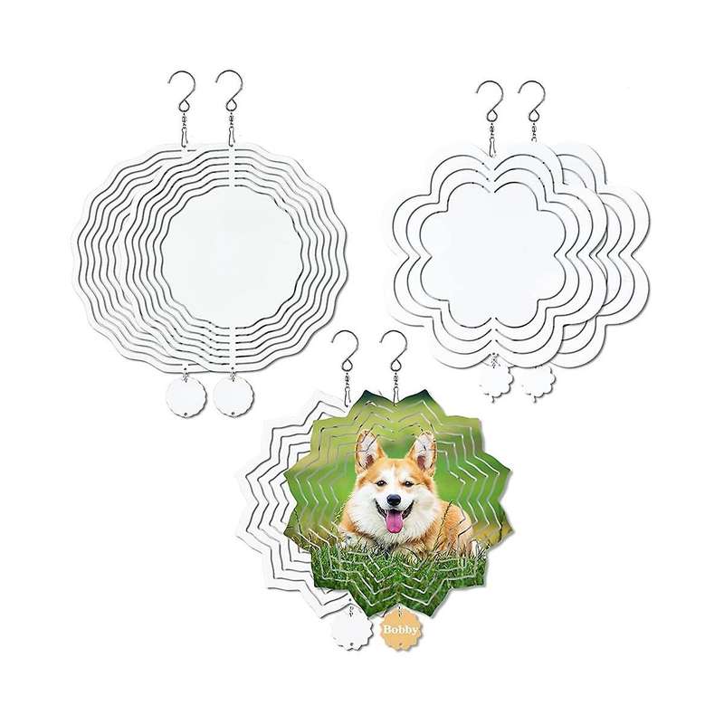 6 Pack Sublimation Wind Spinner Blanks Wind Spinners with Wave Lotus Flower Shape,double Sided Gard