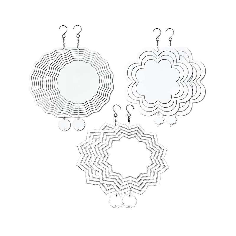 6 Pack Sublimation Wind Spinner Blanks Wind Spinners with Wave Lotus Flower Shape,double Sided Gard