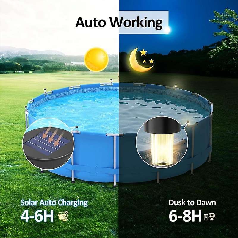 6 Pack Solar Pool Lights for Framed Above Ground Pools,Outdoor Swimming Pool Fence Decoration Access