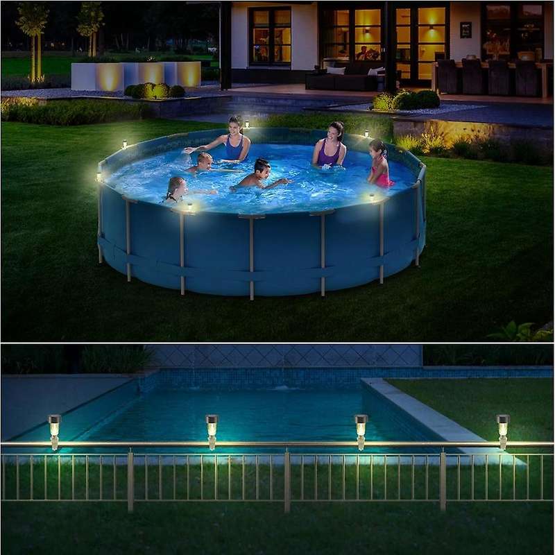 6 Pack Solar Pool Lights for Framed Above Ground Pools,Outdoor Swimming Pool Fence Decoration Access