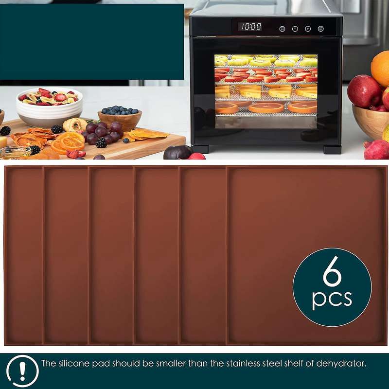 6 Pack Silicone Dehydrator Sheets Non Stick Edge Dehydrator Trays for Meat Vegetables Fruit Food Dr