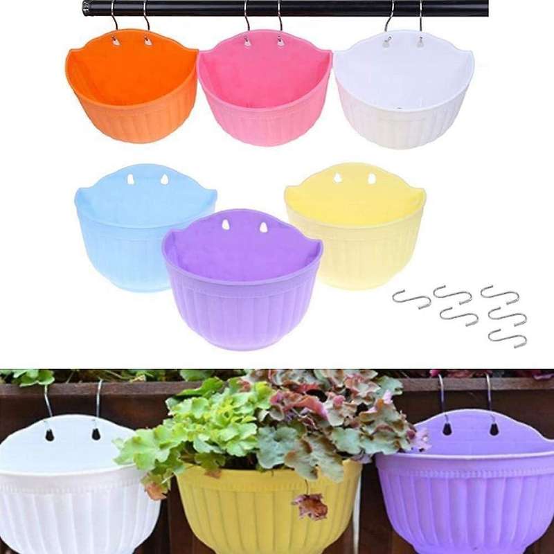 6 Pack Wall Hanging Planter Pots Vertical Garden Window Hang Box Container for Plants Flowers Herbs
