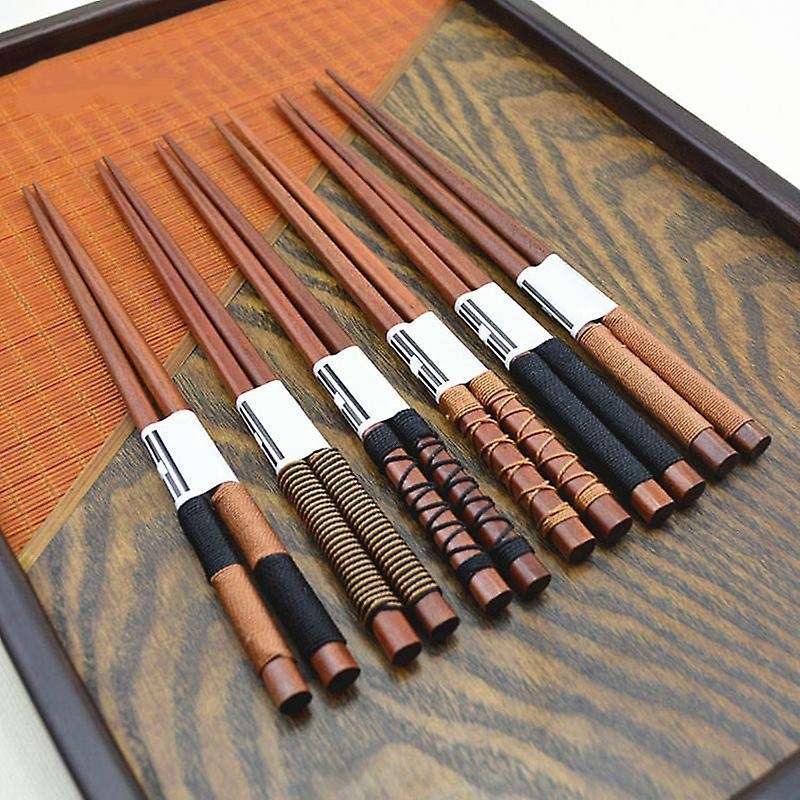 6 Pairs Wooden Chopsticks Handmade Classic Japanese Wood Gift Set