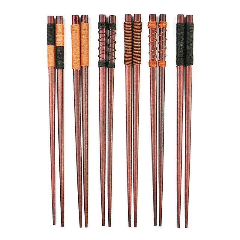 6 Pairs Wooden Chopsticks Handmade Classic Japanese Wood Gift Set