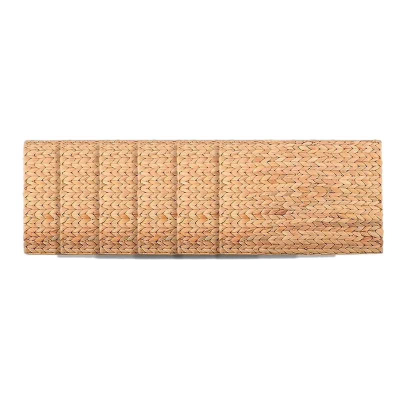 6 Pack Woven Placemat,Natural Hyacinth Woven Placemat,Rectangular Woven Rattan Table Mat,for Kitchen