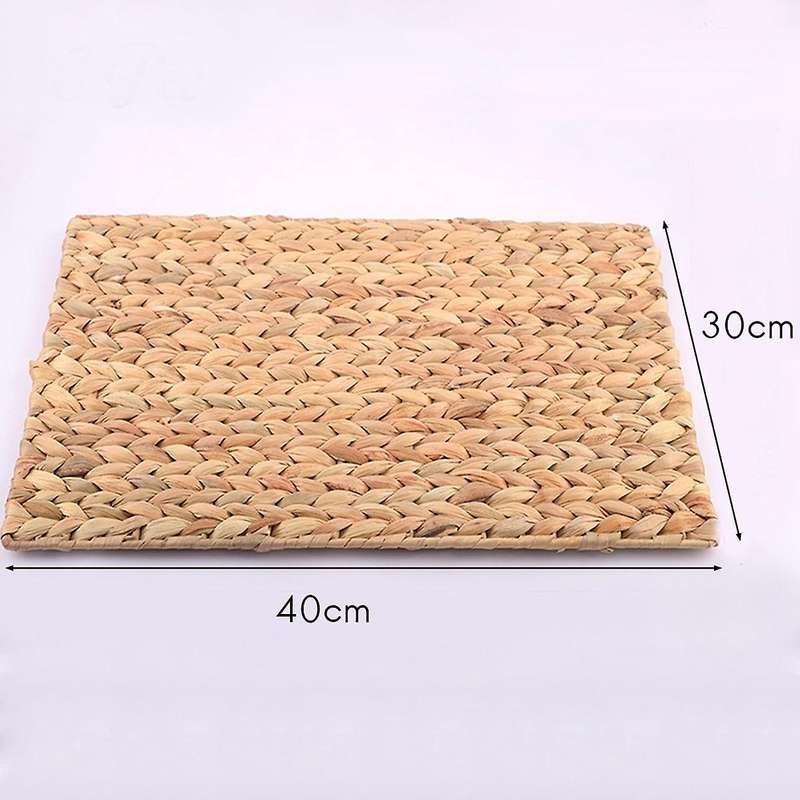 6 Pack Woven Placemat,Natural Hyacinth Woven Placemat,Rectangular Woven Rattan Table Mat,for Kitchen