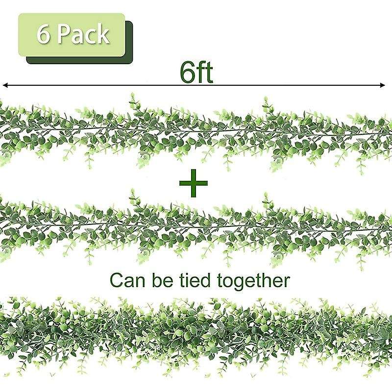 6 Packs 6 Feet Artificial Eucalyptus Garland, Artificial Vines Faux Eucalyptus Greenery Garland, Ha