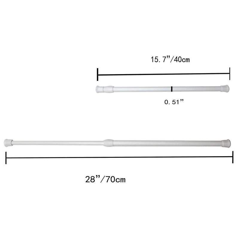 6 Pack Tension Rods, Adjustable Spring Cupboard Rod Curtain Rods White