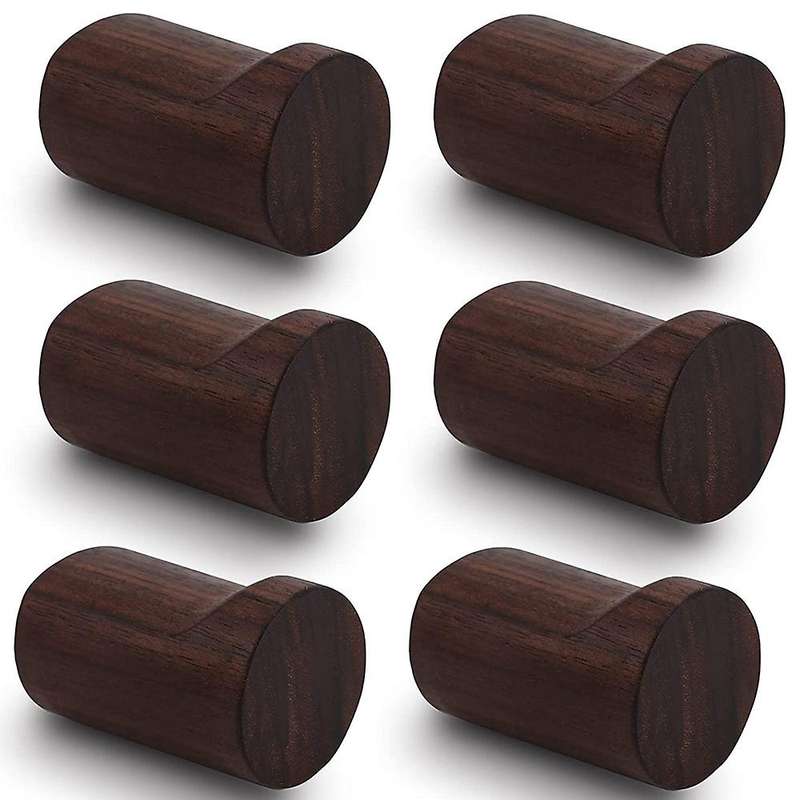 6 Pack Wooden Wall Hooks,Wood Wall Hanger Handmade Decorative Wood Coat Pegs Wall Mounted Modern Hoo