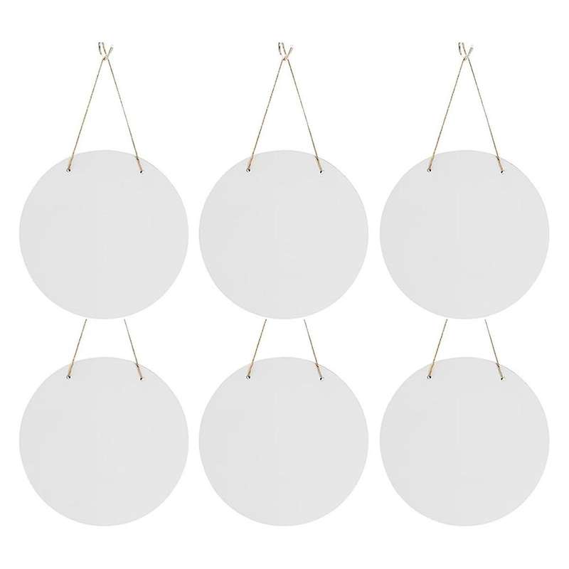6 Pcs 12in Round Sublimation Door Hanger Blanks White Hardboard MDF Blanks Wall Hanging for Heat Pre