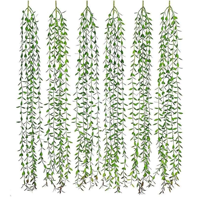 6 Pcs Artificial Vines Greenery Garland Willow Leaves with 30 Stems Hanging for Wedding Party