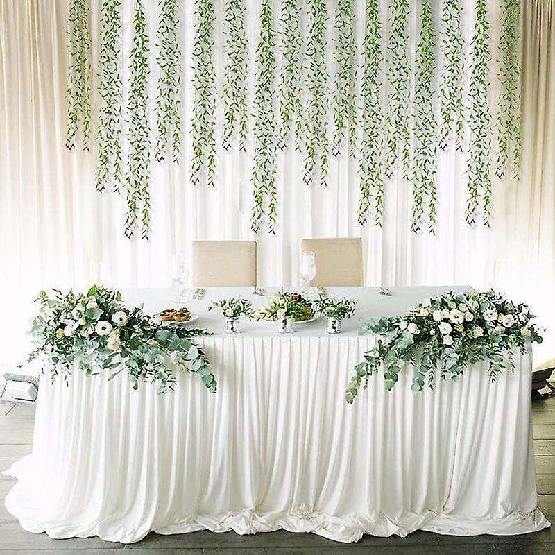 6 Pcs Artificial Vines Greenery Garland Willow Leaves with 30 Stems Hanging for Wedding Party