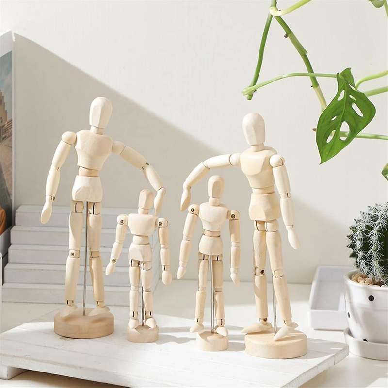 6 Pcs Artist Mannequin Model Wooden Manikin Drawing Moveable Figure Model with Stand Flexible Jointe