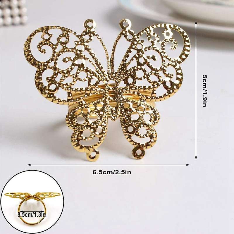 6 Pcs Butterfly Napkin Ring,Napkin Ring Holders for Wedding Holiday Valentine's Day Christmas Party