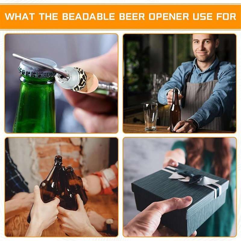 6 Pcs Beadable Beer Opener Reusable Bottle Opener Decorative Beaded Bottle Opener for Bartenders Diy