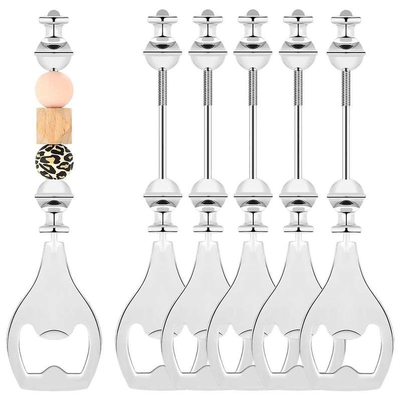 6 Pcs Beadable Beer Opener Reusable Bottle Opener Decorative Beaded Bottle Opener for Bartenders Diy