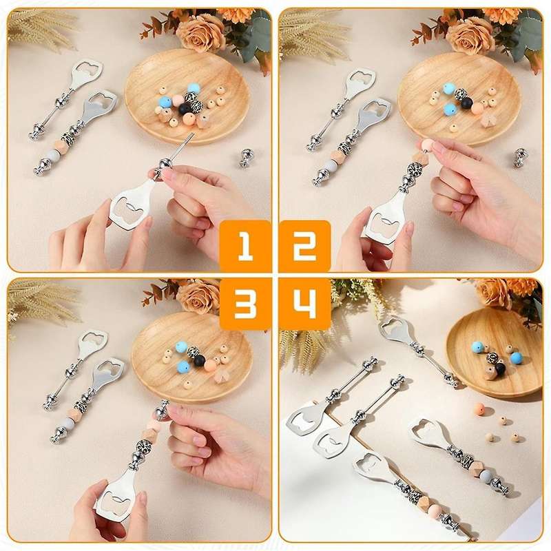 6 Pcs Beadable Beer Opener Reusable Bottle Opener Decorative Beaded Bottle Opener for Bartenders Diy