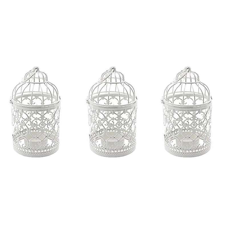 6 Pcs Candle Tea Light Holders Metal Hanging Hollow Birdcage Lantern Vintage Decorative Centerpiece