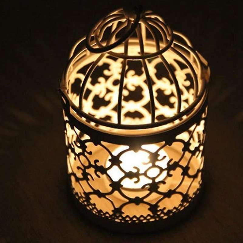 6 Pcs Candle Tea Light Holders Metal Hanging Hollow Birdcage Lantern Vintage Decorative Centerpiece