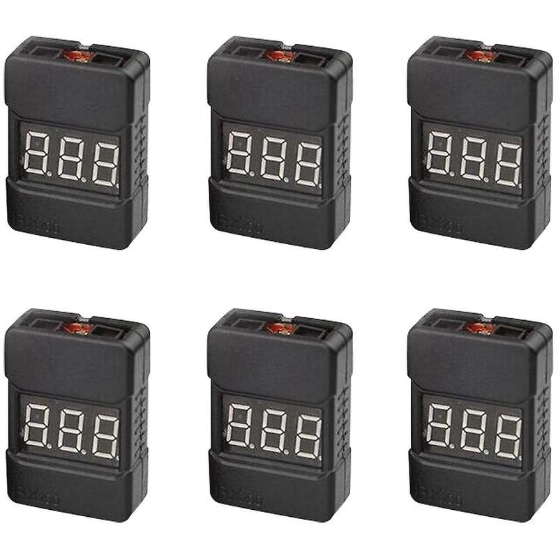 6 PCS BX100 1-8S Lipo Battery Voltage Tester/ Low Voltage Buzzer Alarm/ Battery Voltage Checker with