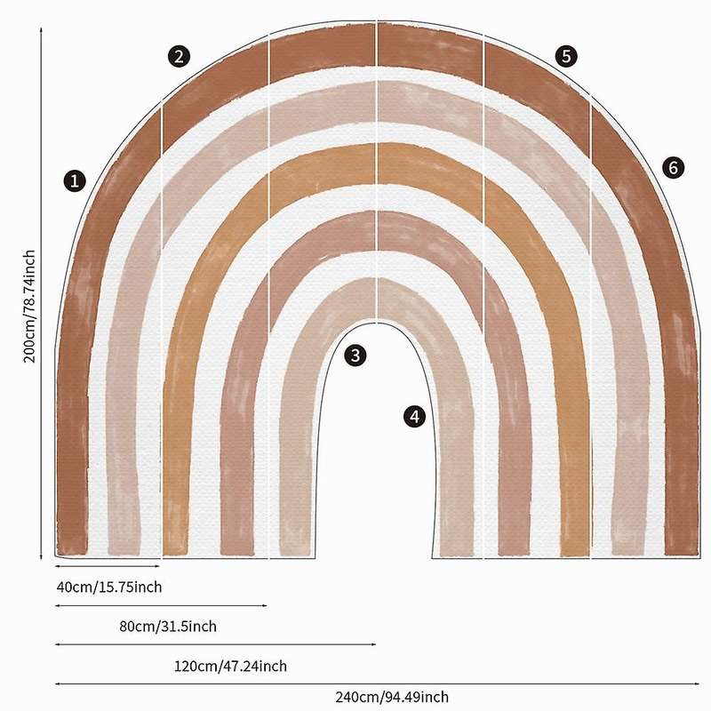 6 Pcs Big DIY Wall Stickers for Kids Room Decoration Rainbow Wall Decal Self Adhesive Film for Home
