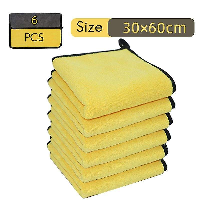 6 Pcs Car Wash Microfiber Towel Auto Cleaning Drying Cloth Hemming Super Absorbent 11.8X23.6.Inch
