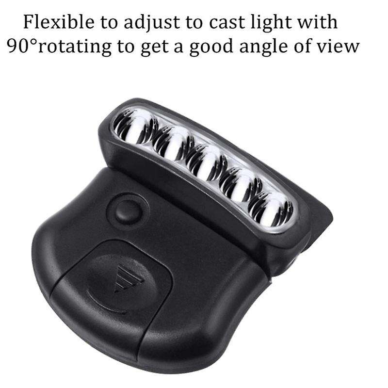 6 Pcs Clip Headlight 5LED Rotatable Cap Hat Light Headlight Waterproof Cap Visor Light for Hunting C